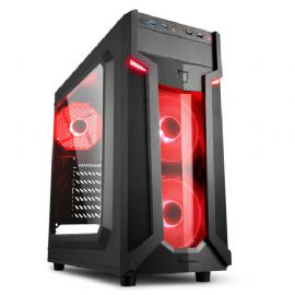 SHARKOON CASE VG6-W RED, ATX, 2XUSB, 2XUSB3, 2, 6 SLOTS, 2X120 - VG6-W RED