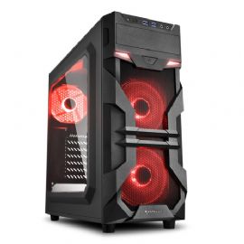 SHARKOON CASE VG7-W RED, ATX, 2XUSB3, 6 SLOTS, 2X120 LED FRONT 1X120 REAR, WINDOW ACRILIC, - VG7-W RED