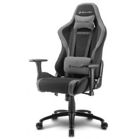 SHARKOON SKILLER SGS2 SEDIA GAMING IN TESSUTO, BRACCIOLI E SCHIENALE REGOLABILI, TELAIO ACCIAIO, DOPPIO CUSCINO SUPPORTO CERVICALE E LOMBARE, BLACK/GREY - SKILLER SGS2 BLACK