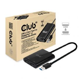 CLUB3D SPLITTER USB TYPE A 3.1 GEN 1 TO DP 1.2 DUAL MONITOR SUPPORT 4K@60HZ - CSV-1477