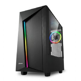 SHARKOON CASE ATX 2XUSB 3.0, VETRO TEMPERATO, 1X120MM FAN FRONT, 7 SLOT ESPANSIONE, 1XARGB RING FAN, ARGB CONTROLLER - REV100