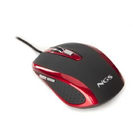 NGS MOUSE OTTICO USB 800-1600DPI 6 TASTI + ROTELLA RIVESTIMENTO IN GOMMA COLORE NERO ROSSO - REDTICK