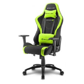 SHARKOON SKILLER SGS2 SEDIA GAMING IN TESSUTO, BRACCIOLI E SCHIENALE REGOLABILI, TELAIO ACCIAIO, DOPPIO CUSCINO SUPPORTO CERVICALE E LOMBARE, GREEN - SKILLER SGS2 BK⁄GR