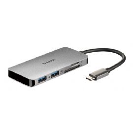 D-LINK HUB USB-C 6-IN-1 CON HDMI, LETTORE CARD E POWER DELIVERY 60W, USCITE: HDMI x1, USB 3.0 x2, USB-C x1, SD x1, TF x1, HDMI FINO A 4K, PLUG AND PLAY - DUB-M610