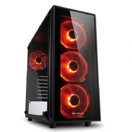 SHARKOON CASE TG4 RED, RED, ATX, 2XUSB3, 6 SLOTS, 3X120 LED FRONT 1X120 REAR, WINDOW VETRO TEMPERATO, RED - TG4 RED